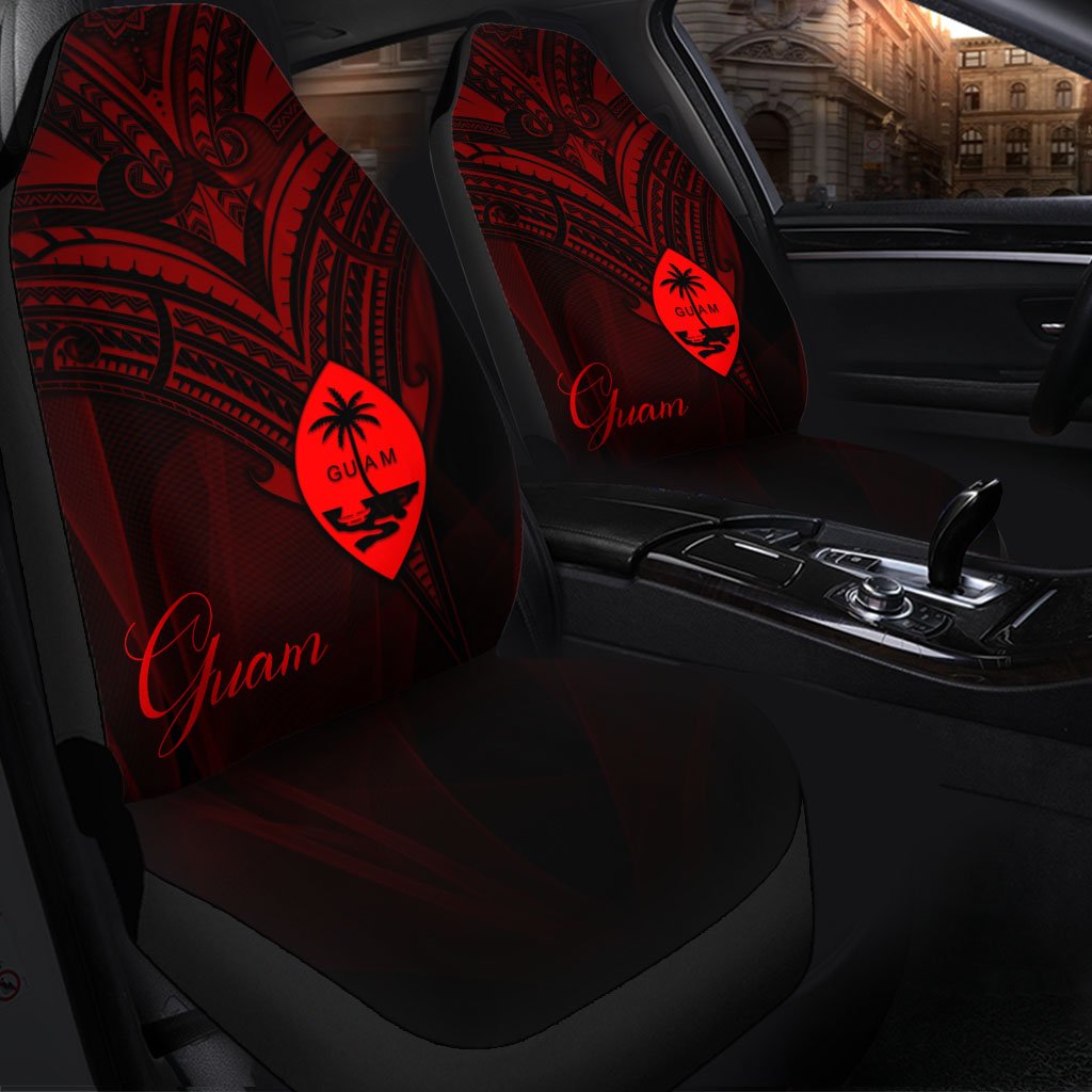 Guam Car Seat Cover - Red Color Cross Style Universal Fit Black - Polynesian Pride