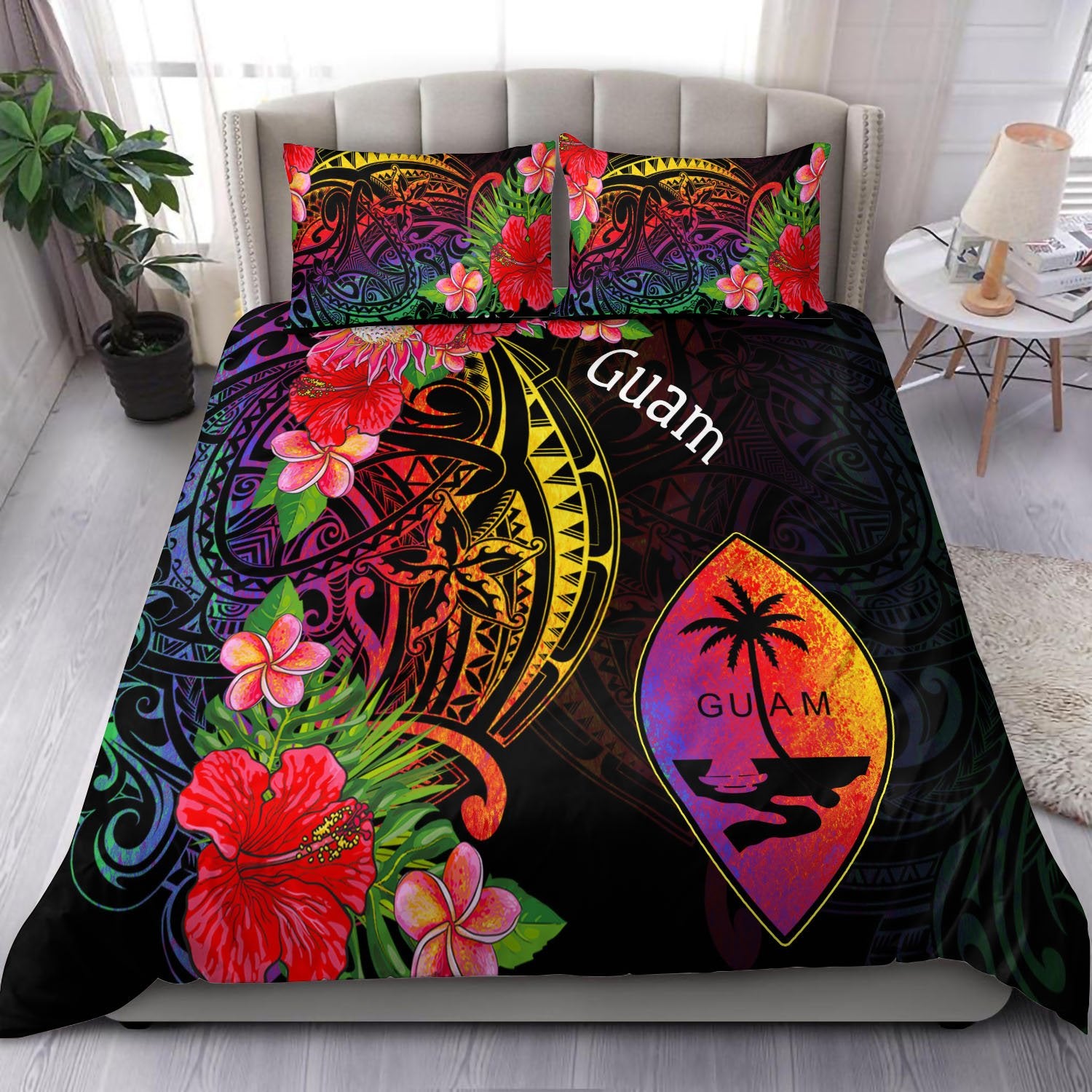 Guam Bedding Set - Tropical Hippie Style Black - Polynesian Pride