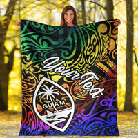 Guam Custom Personalised Premium Blanket - Rainbow Polynesian Pattern - Polynesian Pride