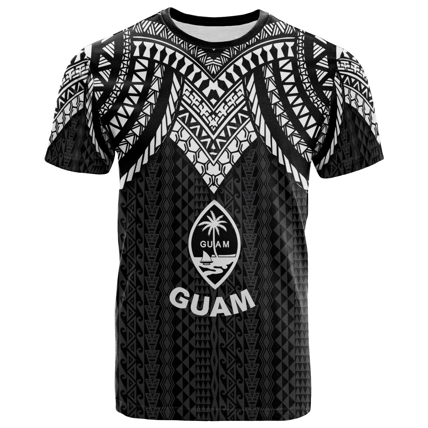 Guam T Shirt Polynesian Armor Style Black Unisex Black - Polynesian Pride