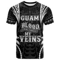 Guam T Shirt Blood Runs Through My Veins Style Black Unisex Black - Polynesian Pride