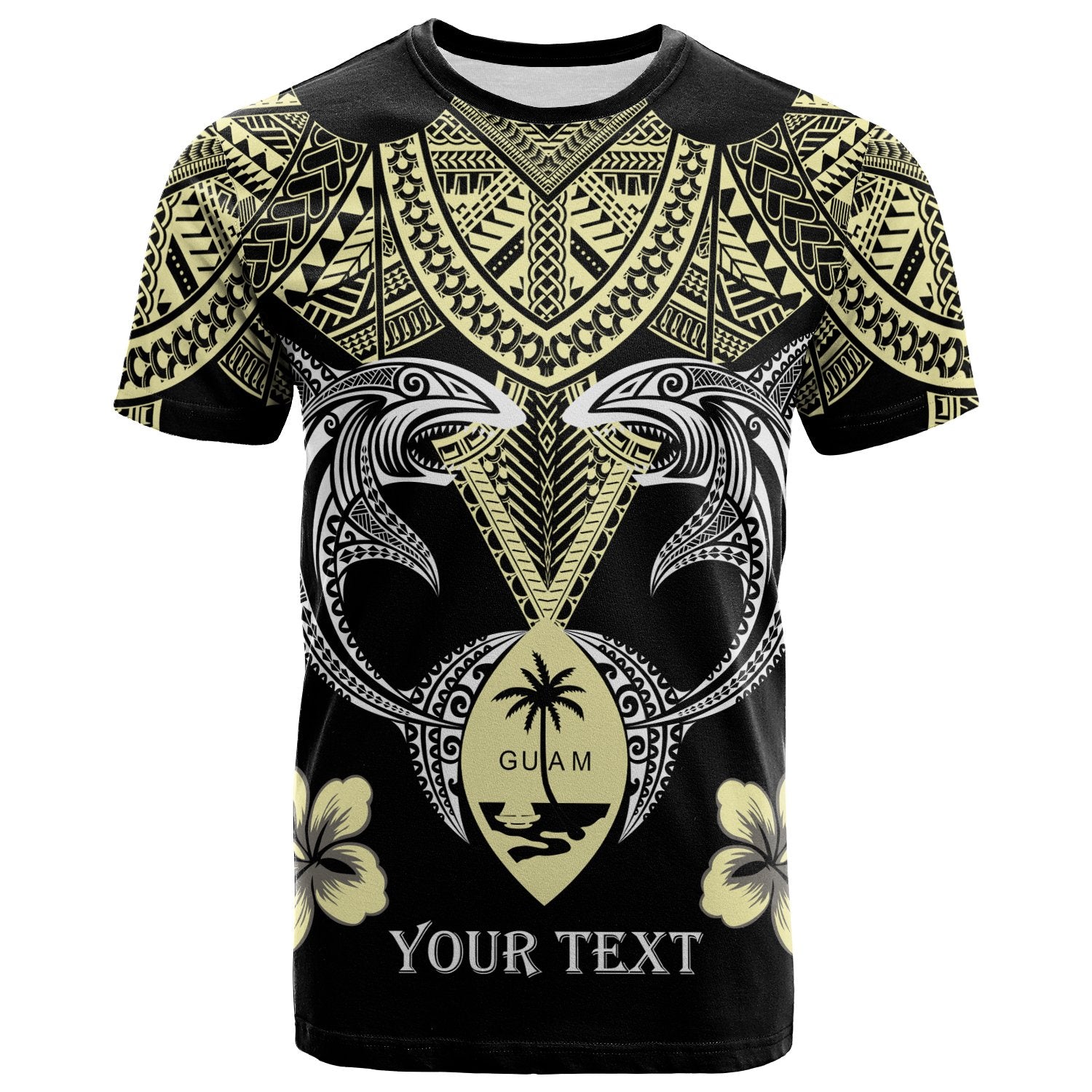 Guam Custom T Shirt Pacific Maori Pattern Sharks Unisex Black - Polynesian Pride