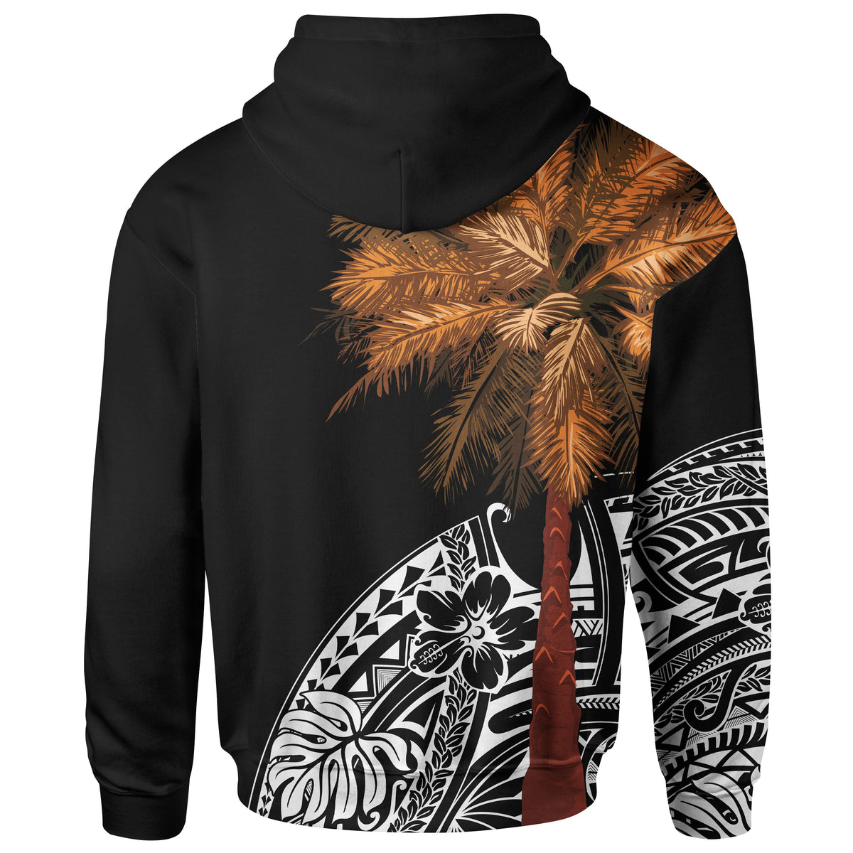 Guam Zip up Hoodie Guahan Palm Tree Polynesian Pattern Black - Polynesian Pride