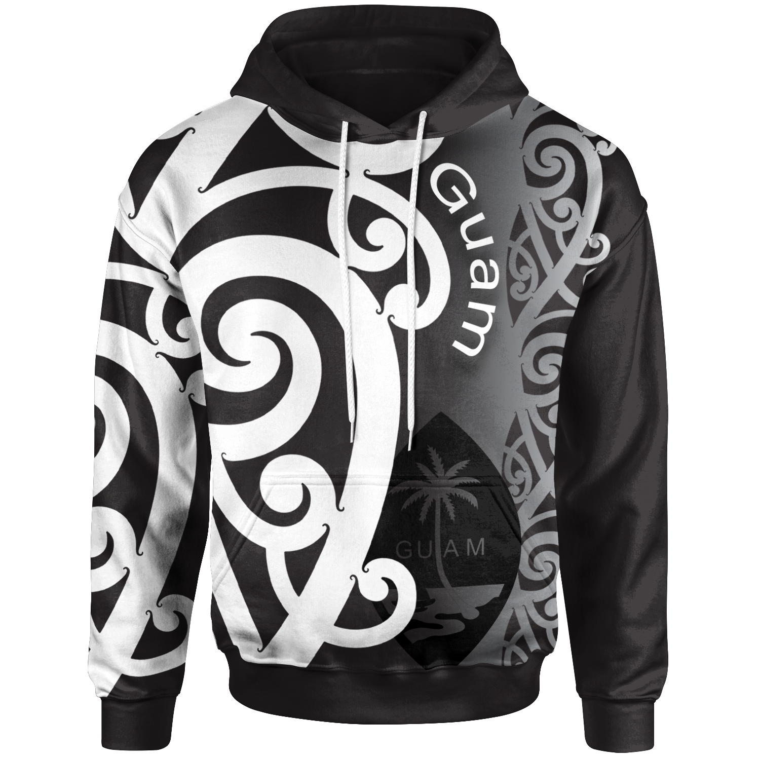 Guam Hoodie Micronesian Maori Pattern Style White Unisex White - Polynesian Pride