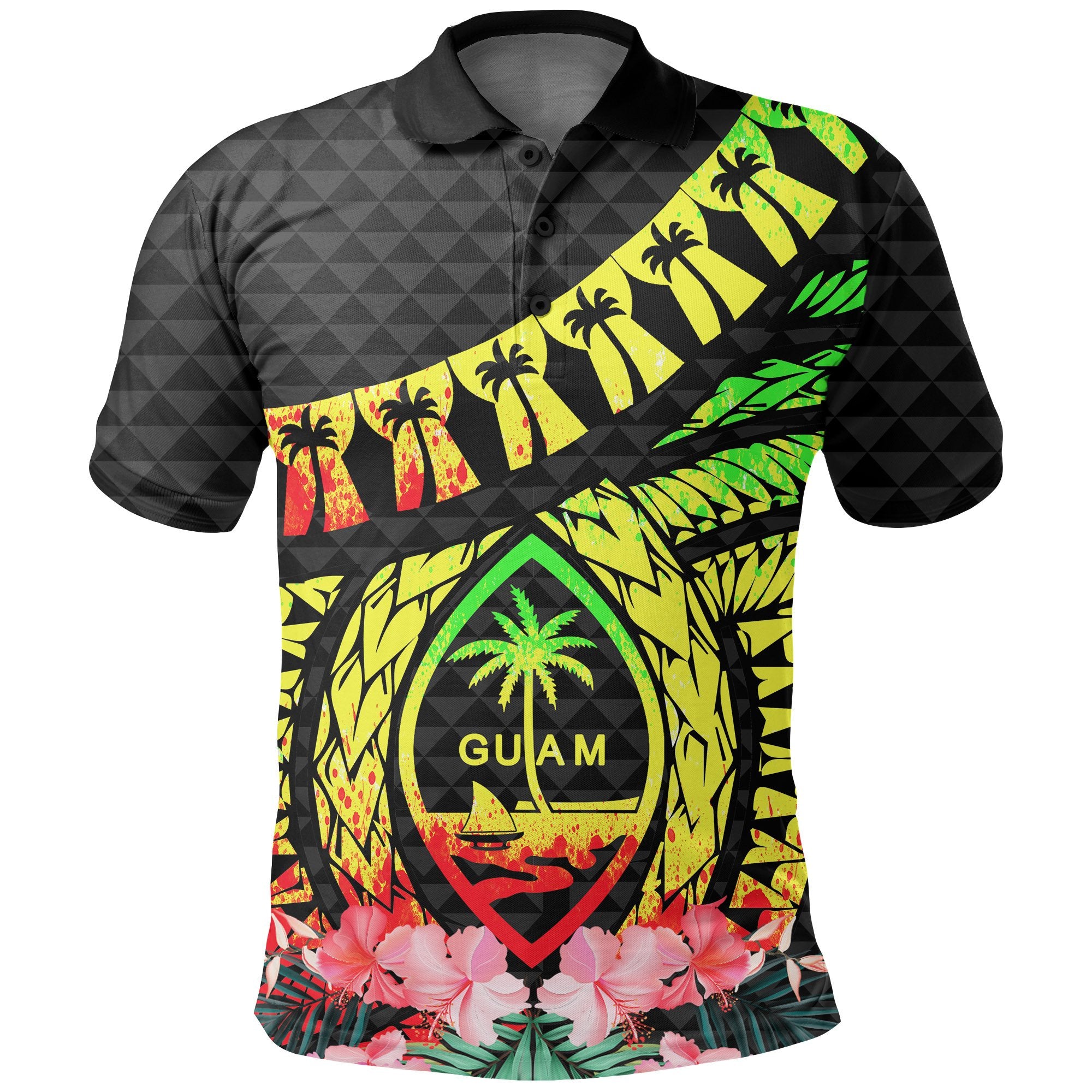Guam Polo Shirt Polynesian Pattern Reggae With Hibiscus Unisex Reggae - Polynesian Pride