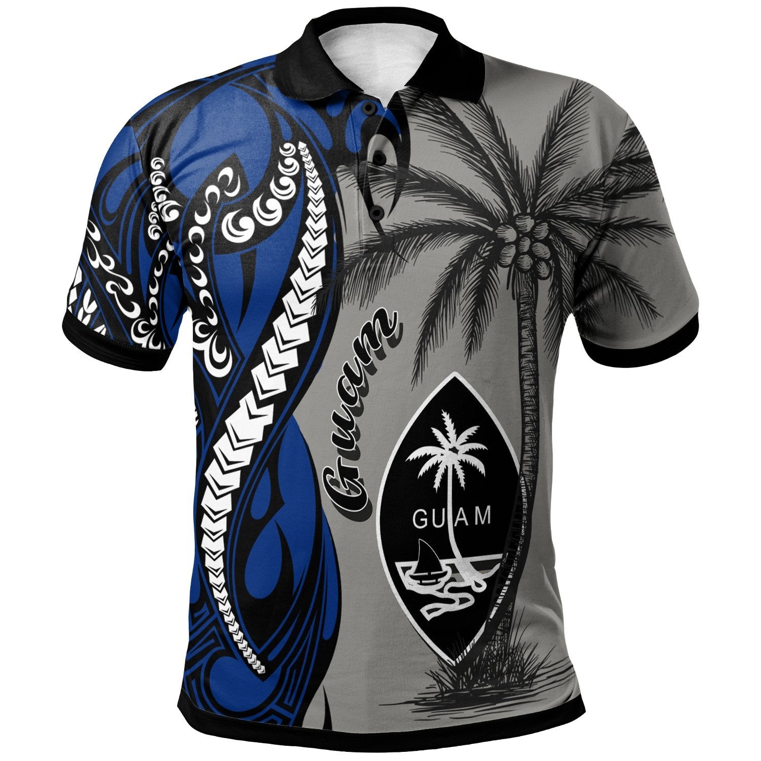 Guam Polo Shirt Classical Coconut Tree Unisex Gray - Polynesian Pride