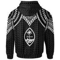 Guam Zip up Hoodie Polynesian Armor Style Black - Polynesian Pride