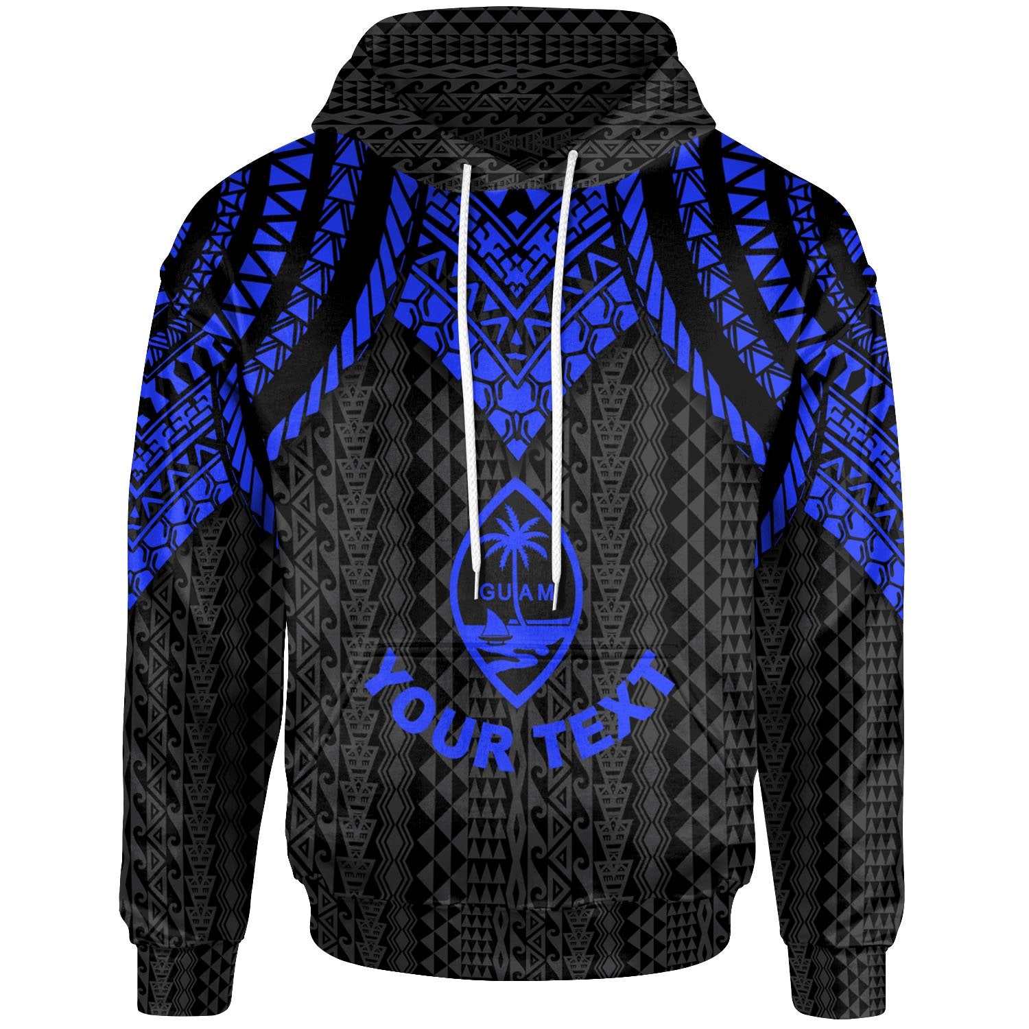 Guam Custom Hoodie Polynesian Armor Style Blue Unisex Blue - Polynesian Pride