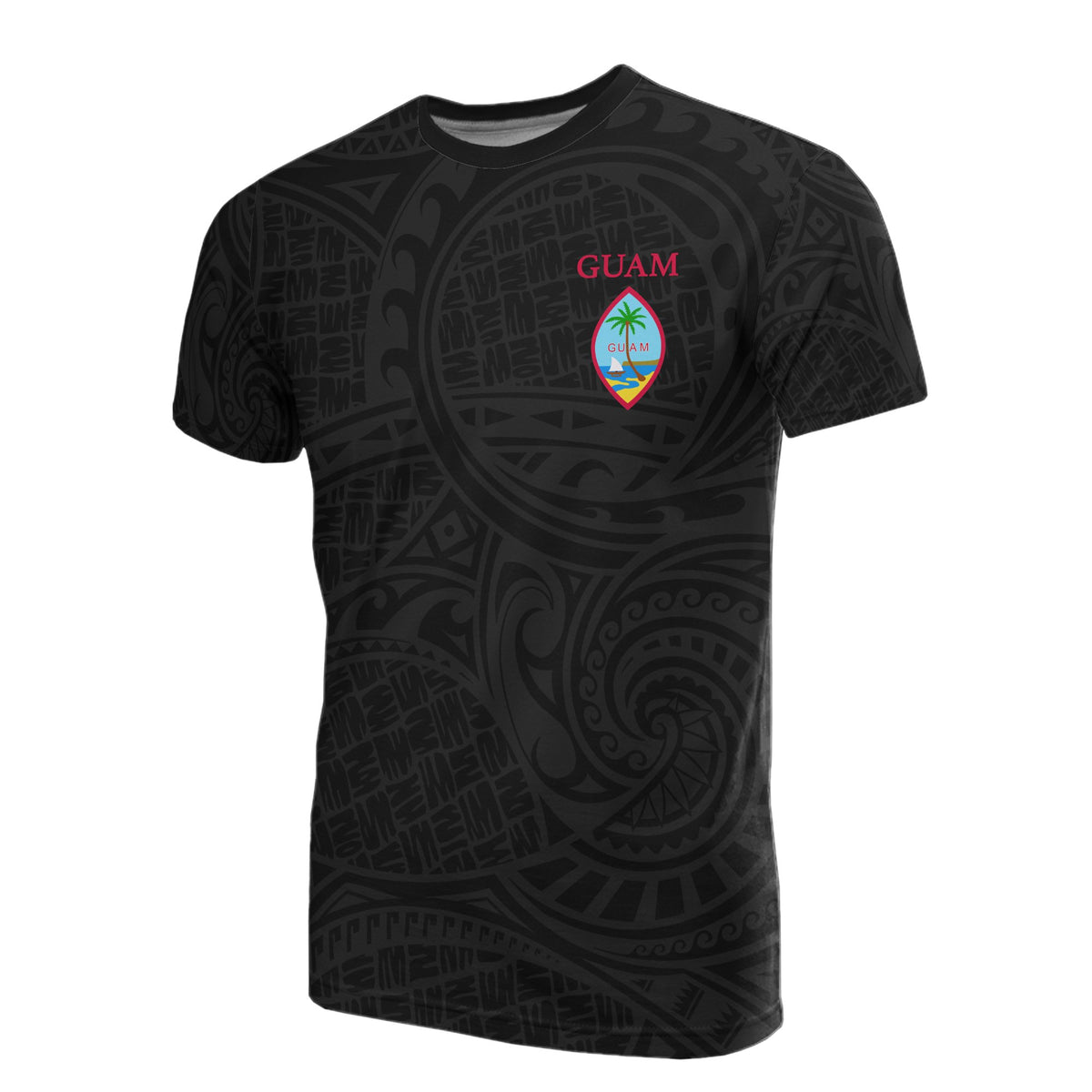 Guam All Over Print T Shirt Guam Flag Coat of Arms - Polynesian Pride