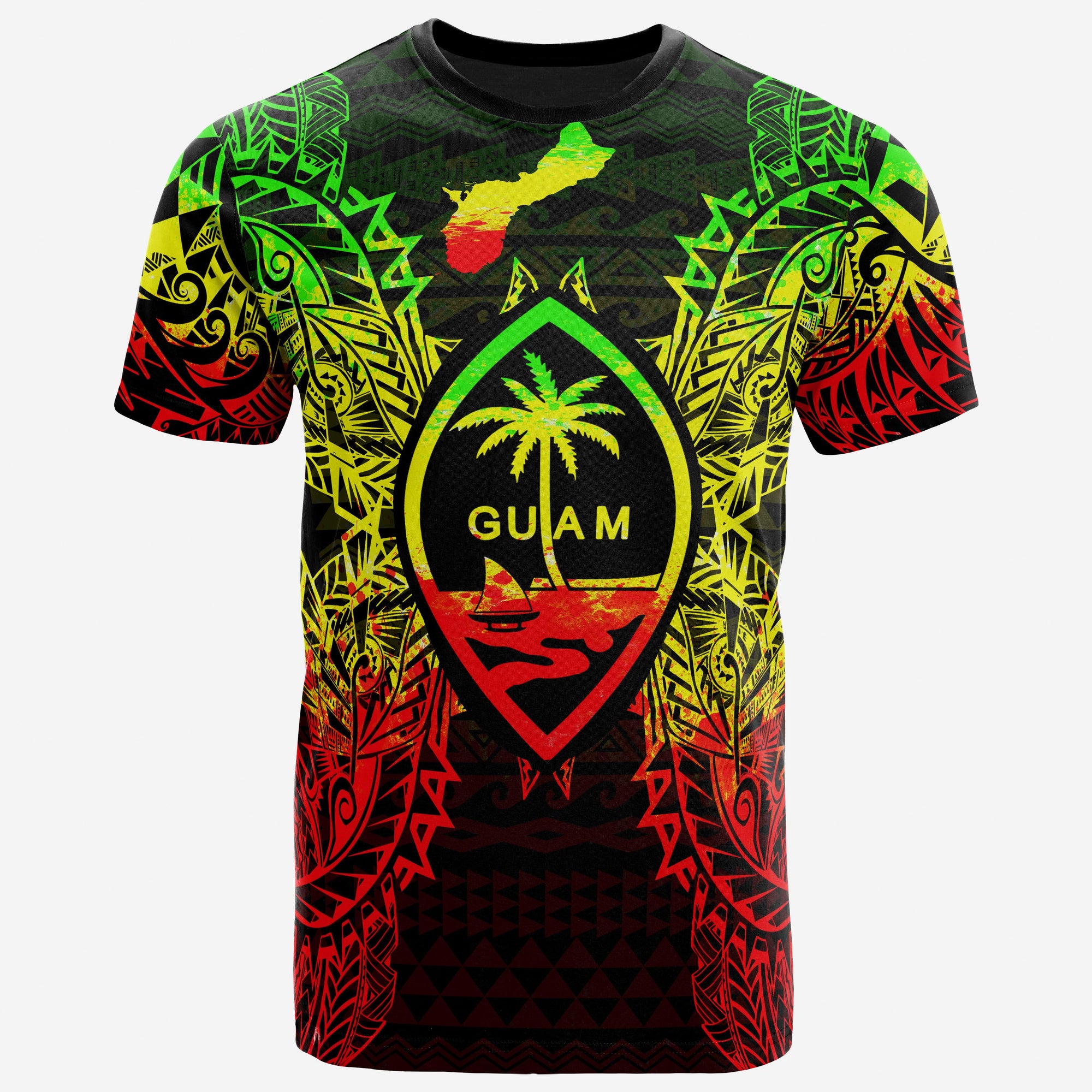 Guam T Shirt Guam Coat of Arms Map Polynesian Tattoo Reggae Unisex Reggae - Polynesian Pride