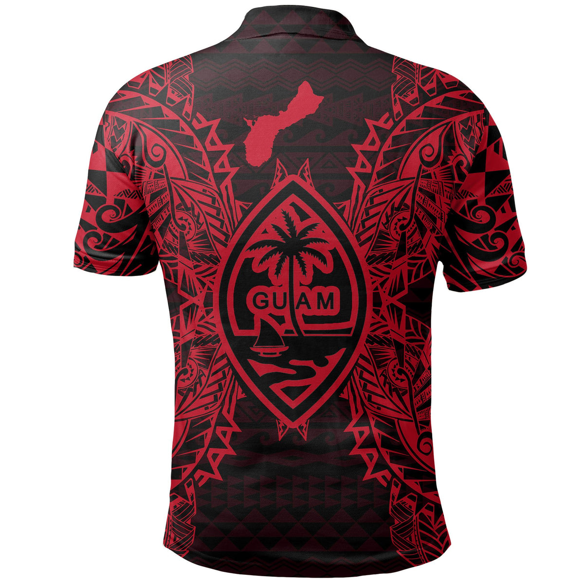 Guam Polo Shirt Guahan Coat Of Arms Map Polynesian Tattoo Red - Polynesian Pride