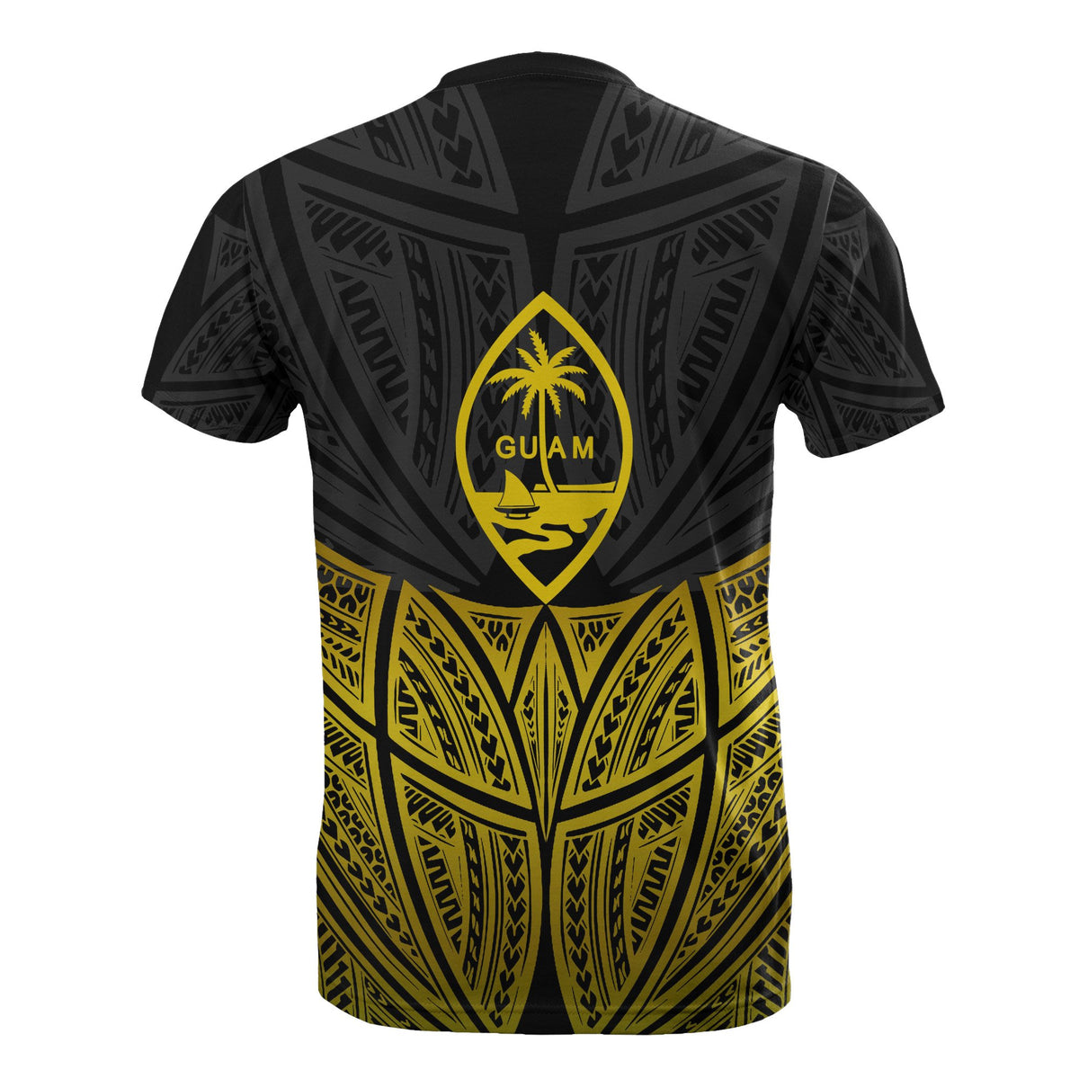 Guam Polynesian Custom T Shirt Gold Pride Map and Seal - Polynesian Pride