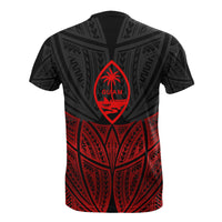 Guam Polynesian Custom T Shirt Red Black Pride Map and Seal - Polynesian Pride