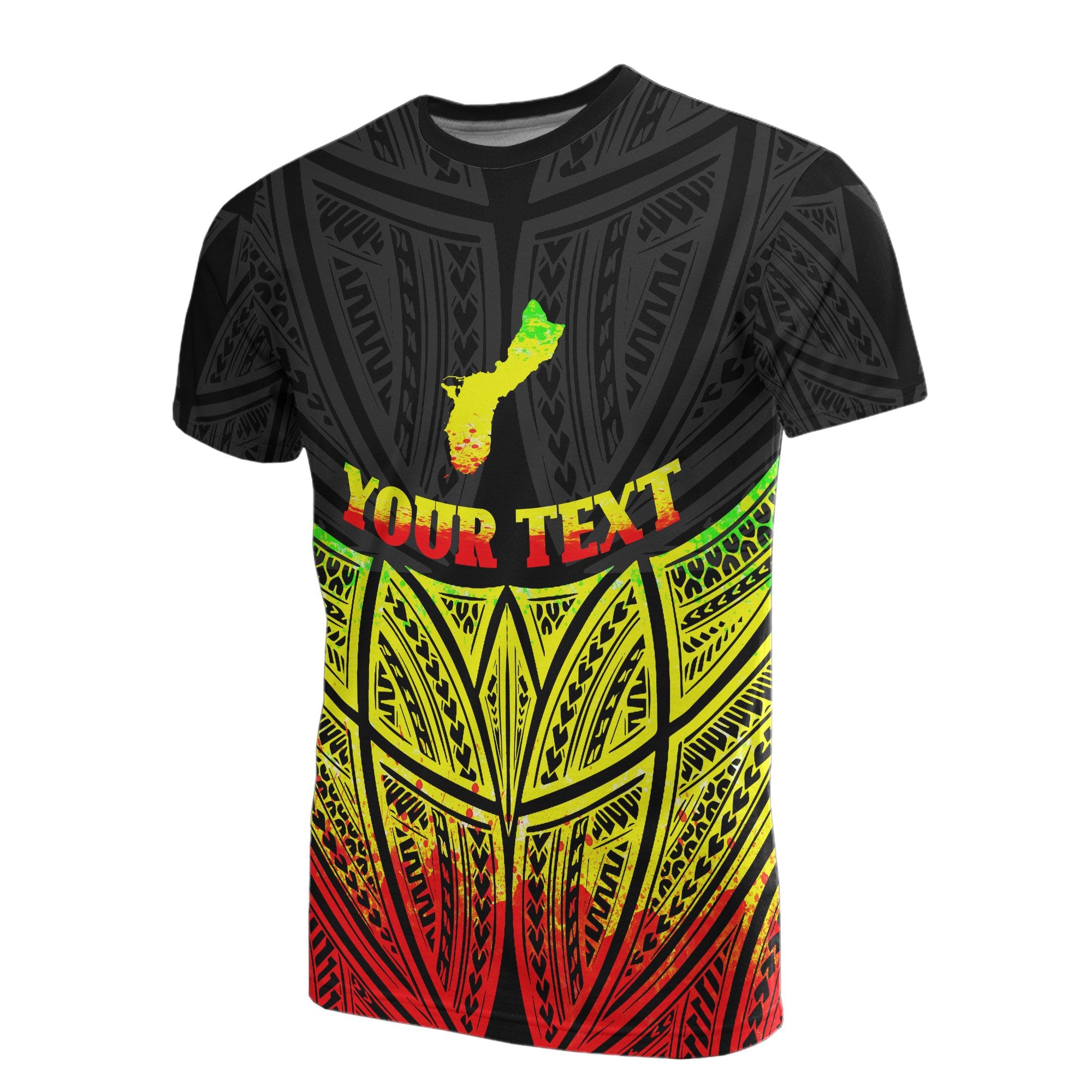 Guam Polynesian Custom T Shirt Reggae Pride Map and Seal Unisex Reggae - Polynesian Pride
