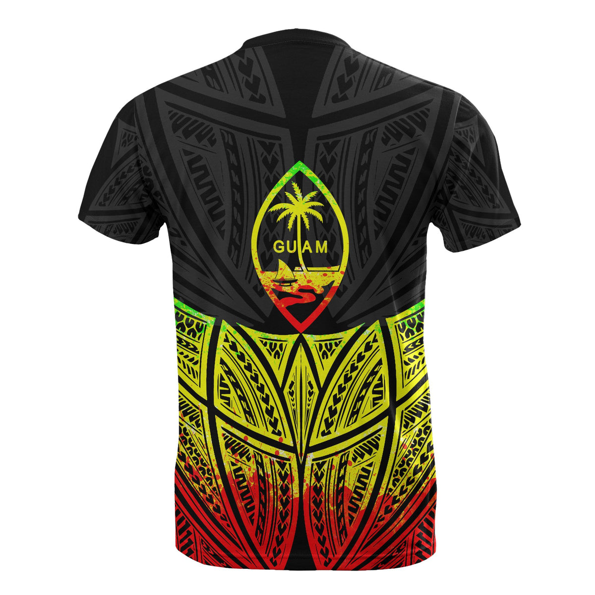 Guam Polynesian Custom T Shirt Reggae Pride Map and Seal - Polynesian Pride