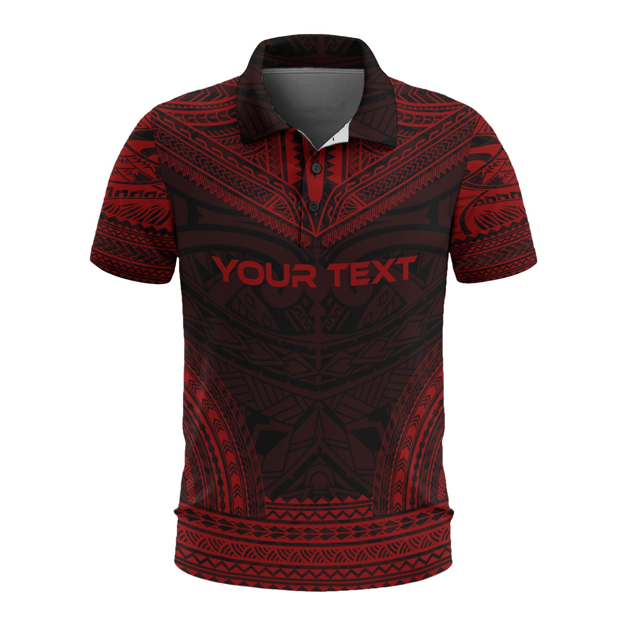 Guam Custom Polo Shirt Guahan Coat Of Arms Polynesian Chief Tattoo Red Version Unisex Red - Polynesian Pride