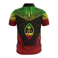 Guam Custom Polo Shirt Guahan Coat Of Arms Polynesian Chief Tattoo Reggae Version - Polynesian Pride