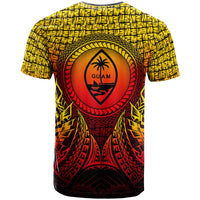 Guam T Shirt Circle Pattern Yellow - Polynesian Pride