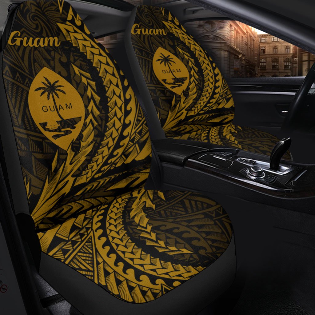 Guam Car Seat Cover - Wings Style Universal Fit Black - Polynesian Pride