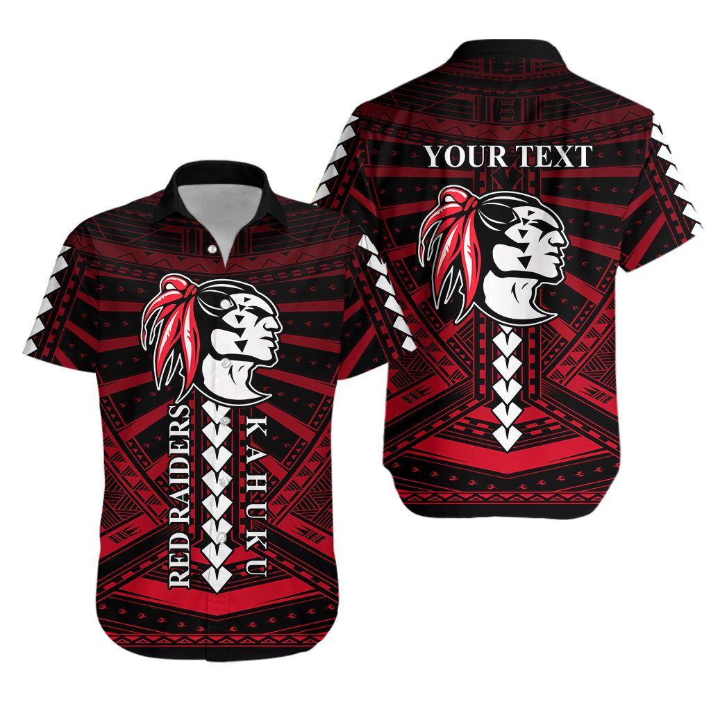 (Custom Personalised) Polynesian Red Raiders Hawaiian Shirt - Kahuku Hawaii School LT13 Unisex Black - Polynesian Pride