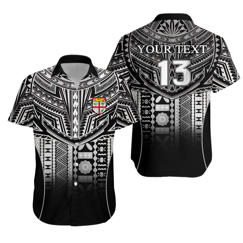 (Custom Personalised) Fiji Faithful Hawaiian Shirt Version Black - Custom Text and Number LT13 Unisex Black - Polynesian Pride