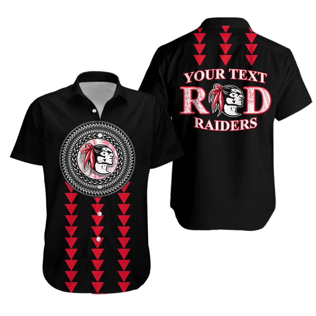 (Custom Personalised) Red Raiders Hawaiian Shirt Kahuku School LT13 Unisex Black - Polynesian Pride