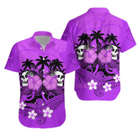 Hawaii Skull Matching Dress and Hawaiian Shirt Mysterious Polynesia and Purple Flowers LT13 - Polynesian Pride