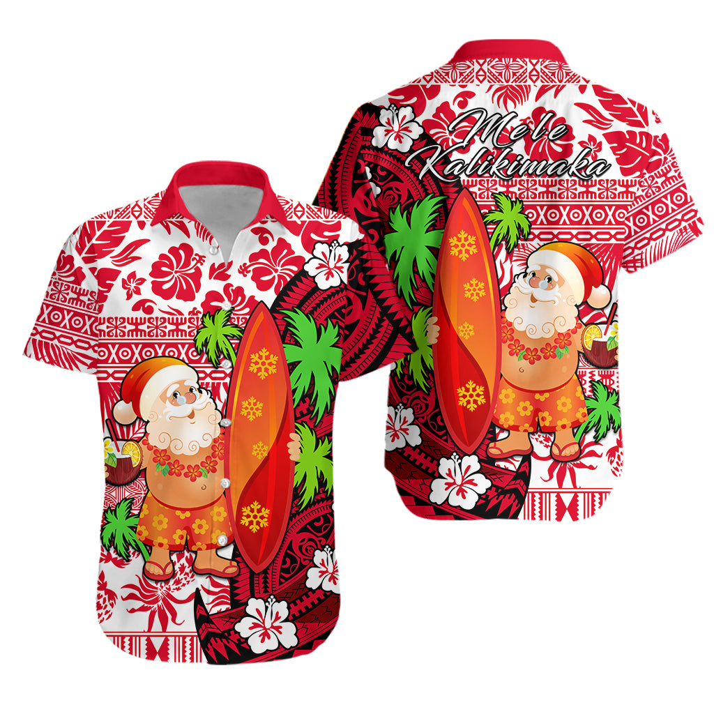 Mele Kalikimaka Hawaiian Shirt Christmas Hawaii with Santa Claus LT13 Red - Polynesian Pride