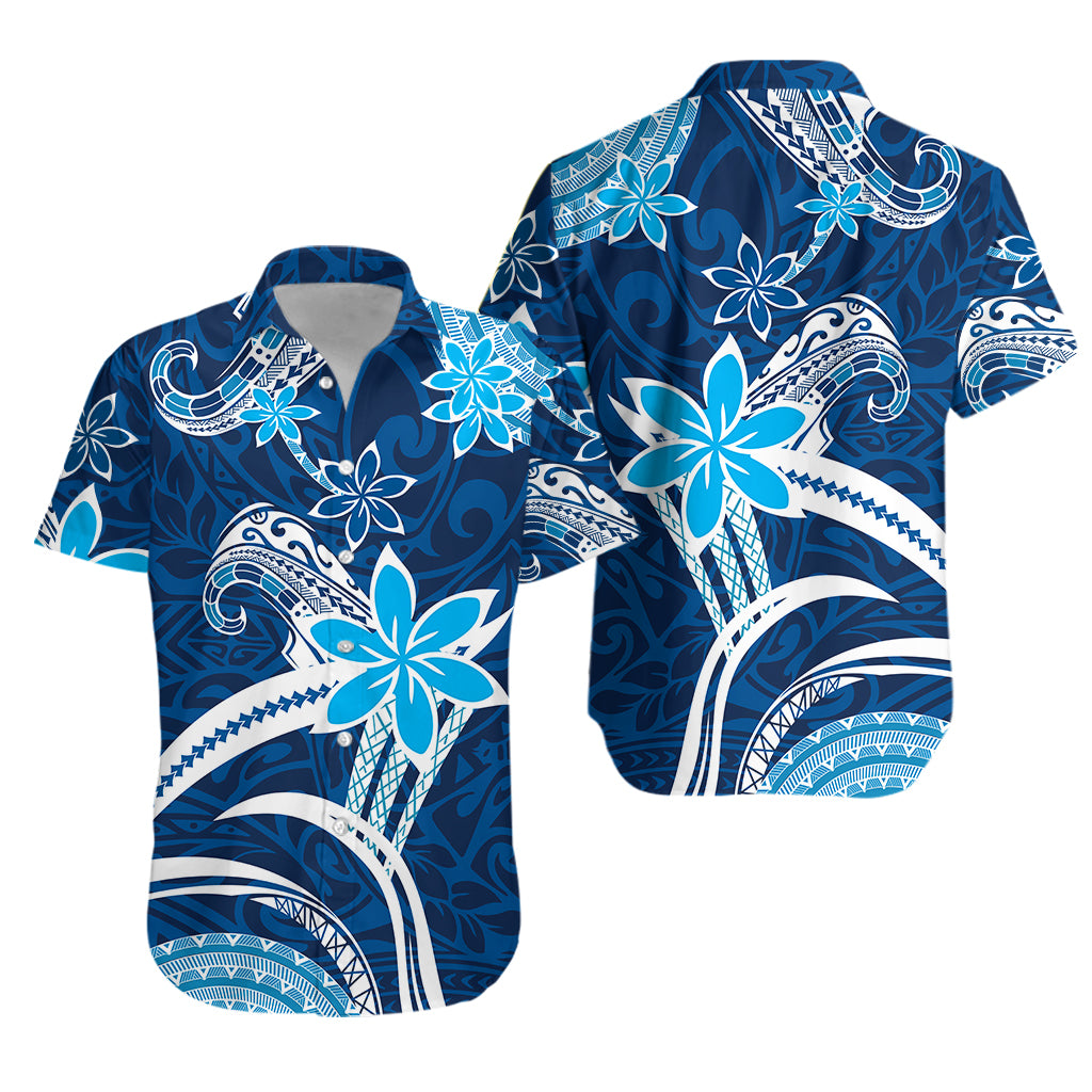 Hawaii Flowers Wave Tribal Pattern Hawaiian Shirt LT13 Blue - Polynesian Pride