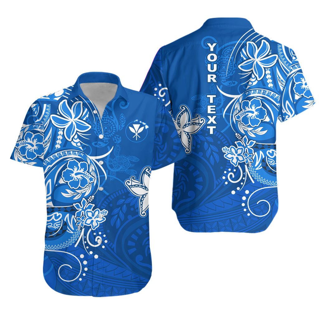(Custom Personalised) Hawaii Hawaiian Shirt Polynesia Blue Sea Turtle Honu and Map LT13 Unisex Blue - Polynesian Pride