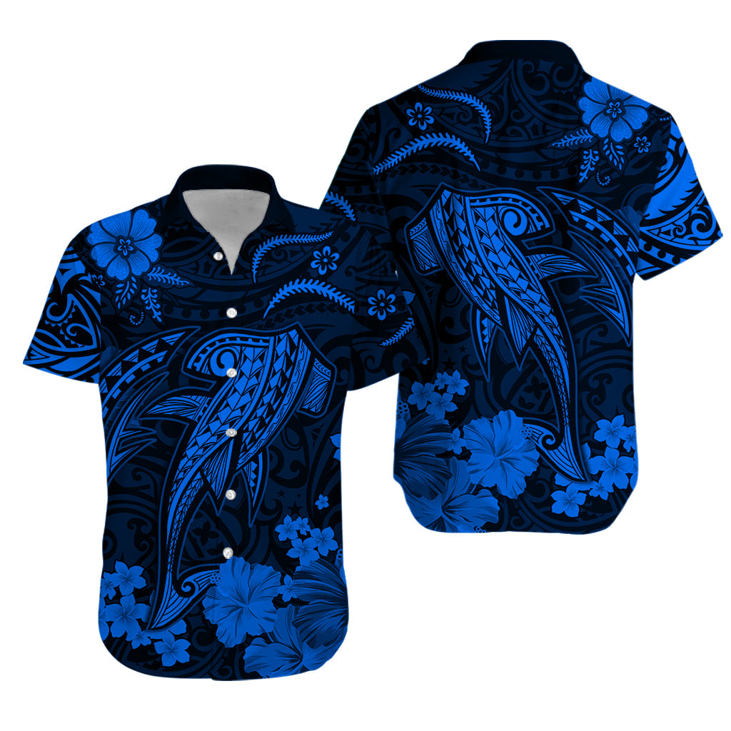 Hawaii Hawaiian Shirt Polynesia Blue Shark LT13 Unisex Blue - Polynesian Pride