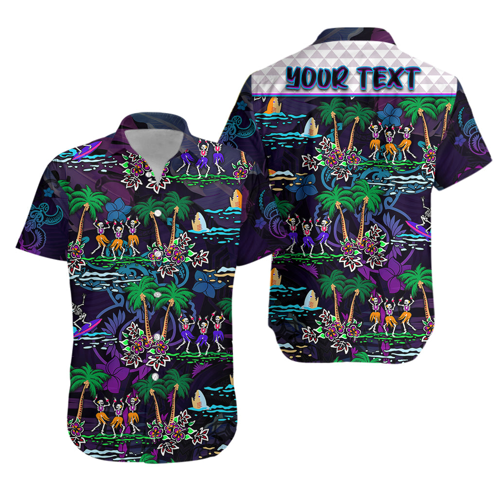 (Custom Personalised) Hawaii Skeleton Dancing Hawaiian Shirt Halloween Hawaiian Turtle LT13 Unisex Purple - Polynesian Pride
