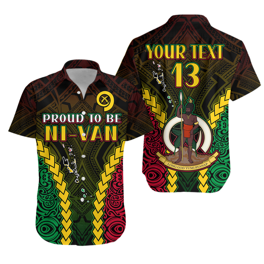 (Custom Text and Number) Vanuatu Indigenous Hawaiian Shirt Proud To Be Ni - Vanuatu Polynesian Pattern LT13 Unisex Black - Polynesian Pride