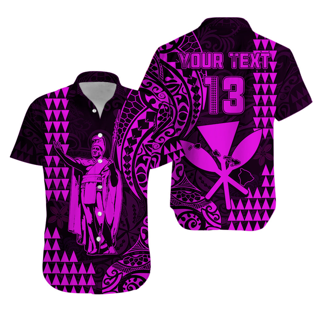 (Custom Text and Number) Hawaii Day Kakau Hawaiian Shirt Proud To Be Hawaiian Purple King Kamehameha and Kanaka Maoli LT13 Purple - Polynesian Pride
