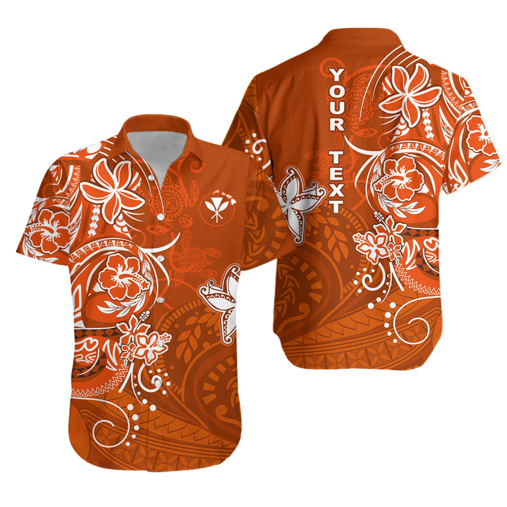 (Custom Personalised) Hawaii Hawaiian Shirt Polynesia Orange Sea Turtle Honu and Map LT13 Unisex Orange - Polynesian Pride