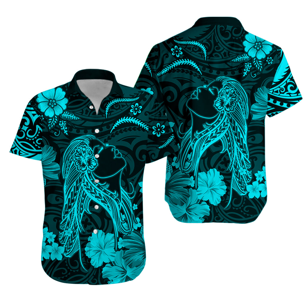 Hawaii Hawaiian Shirt Polynesia Turquoise Beautiful Hula Girl LT13 Unisex Turquoise - Polynesian Pride