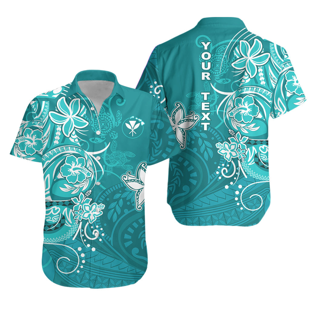(Custom Personalised) Hawaii Hawaiian Shirt Polynesia Turquoise Sea Turtle Honu and Map LT13 Unisex Turquoise - Polynesian Pride