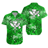 Custom Polynesian Matching Hawaiian Outfits For Couples Hawaiian Map with Kanaka Green Flowers LT13 - Polynesian Pride