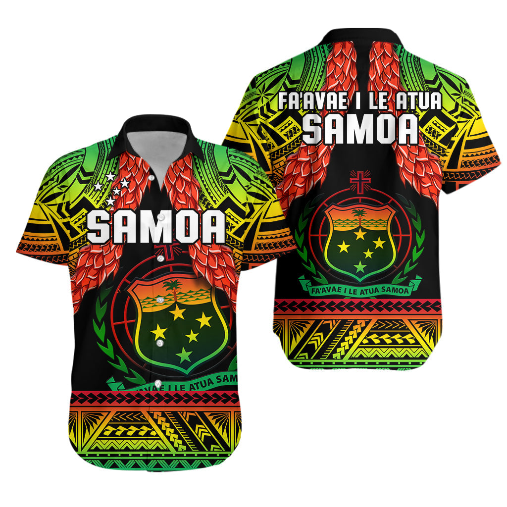 Samoa Rugby Hawaiian Shirt Teuila Torch Ginger Gradient Style LT14 Unisex Black - Polynesian Pride