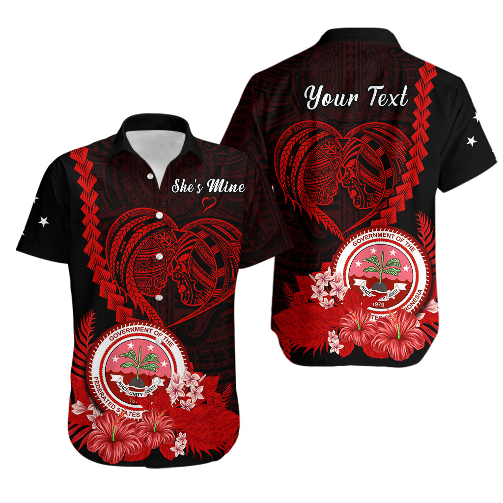 Custom Valentine Federated States of Micronesia Matching Hawaiian Shirt and Dress Heart Love Tropical Flowers Red LT14 - Polynesian Pride
