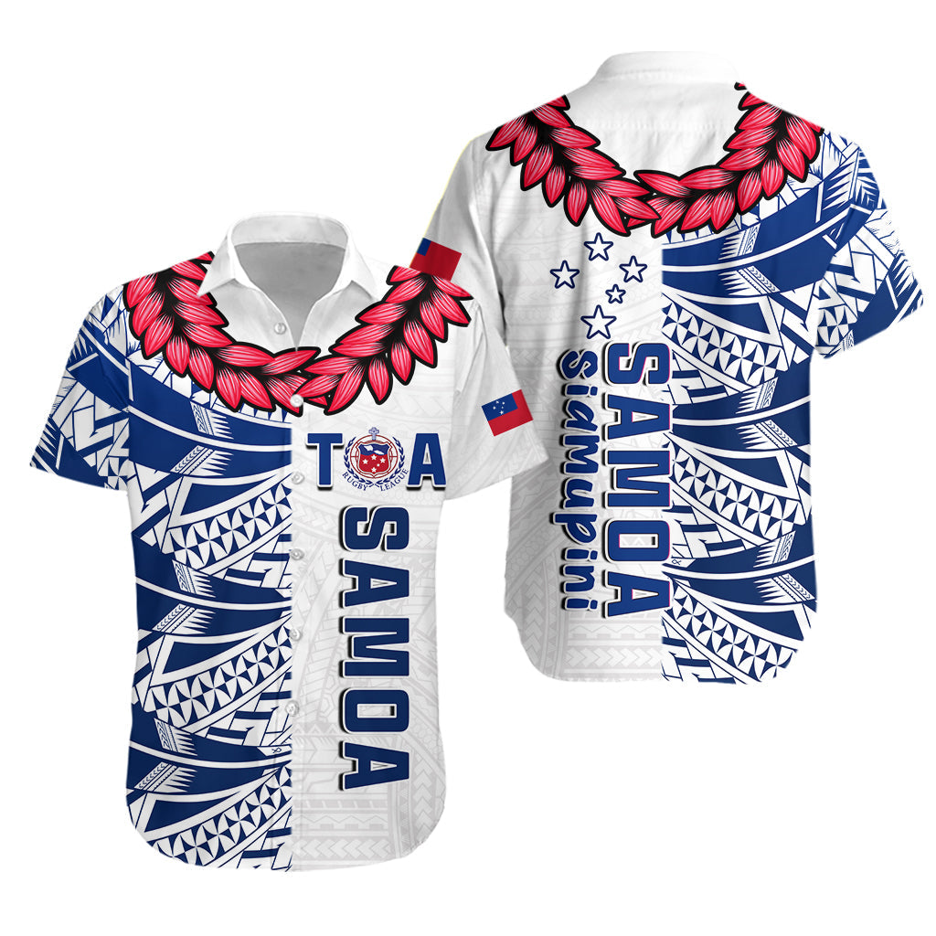 Toa Samoa Rugby Hawaiian Shirt Siamupini Ula Fala White LT13 White - Polynesian Pride