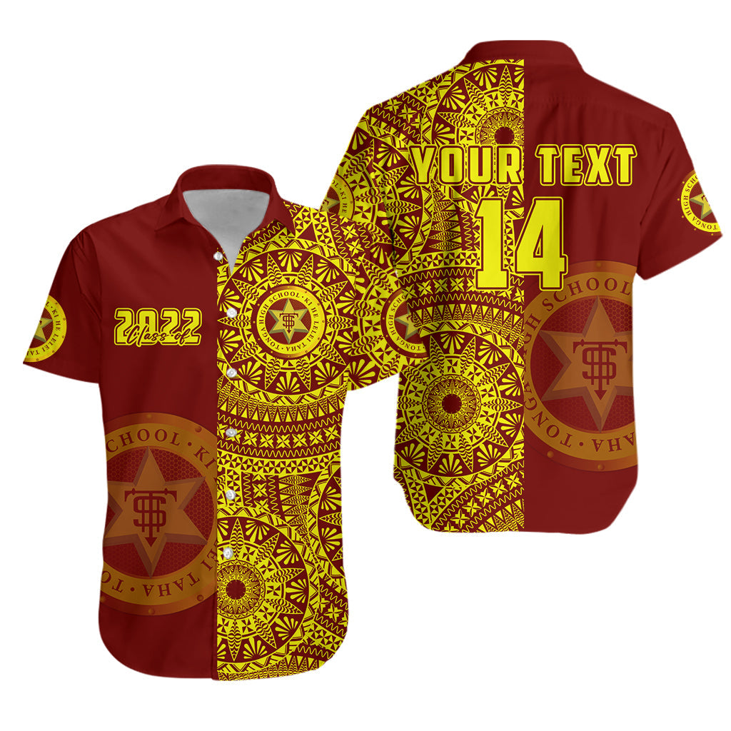 (Custom Text And Number) Tonga High School Hawaiian Shirt Class Of Year Tongan Ngatu Pattern LT14 Unisex Red - Polynesian Pride