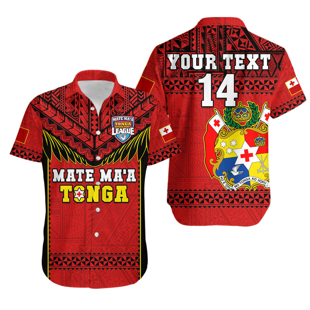 (Custom Text And Number) Tonga Rugby Hawaiian Shirt Mate Maa Tonga Pacific Ngatu Black LT14 Red - Polynesian Pride