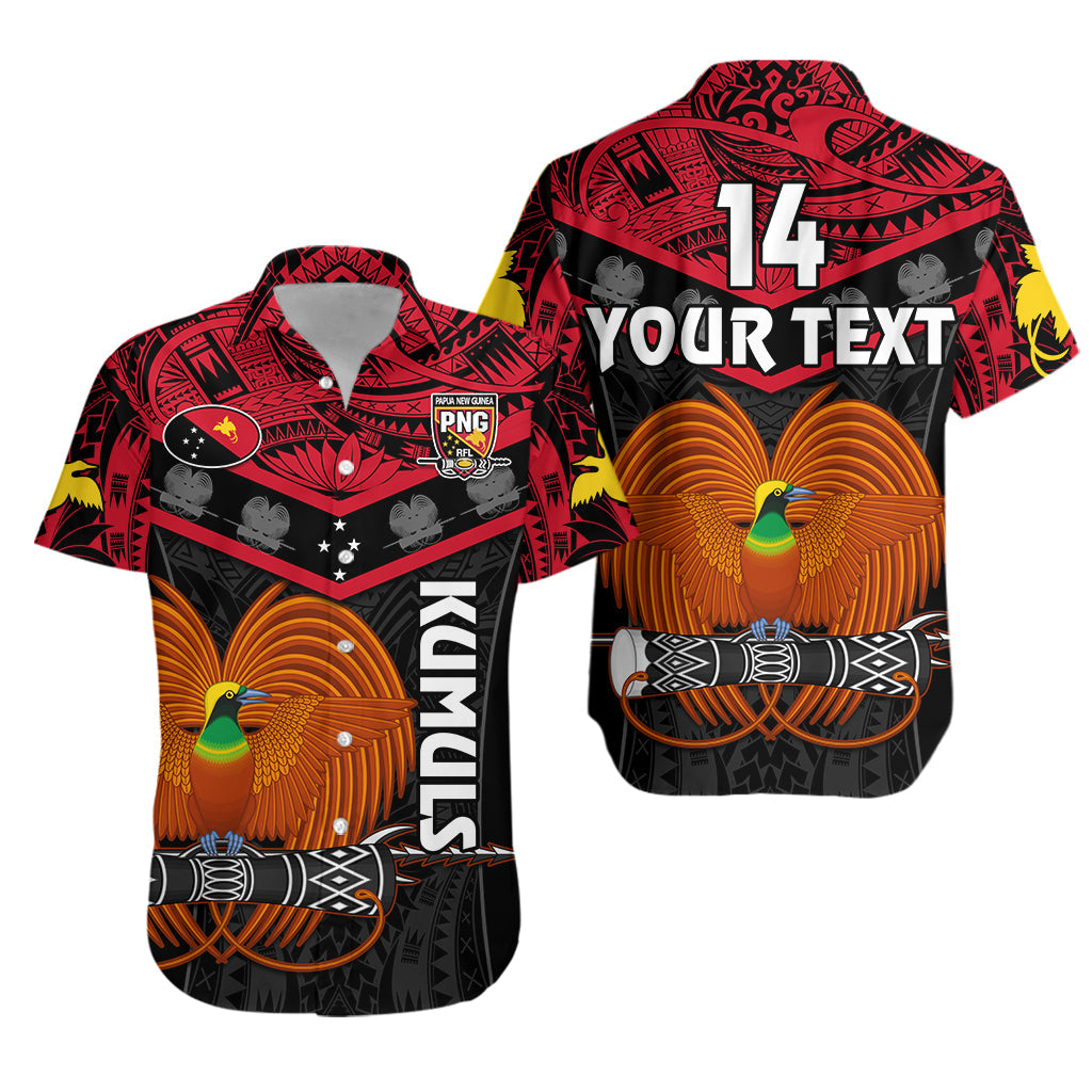 (Custom Text And Number) Papua New Guinea Rugby Hawaiian Shirt PNG Kumuls Bird Of Paradise Black LT14 Unisex Black - Polynesian Pride