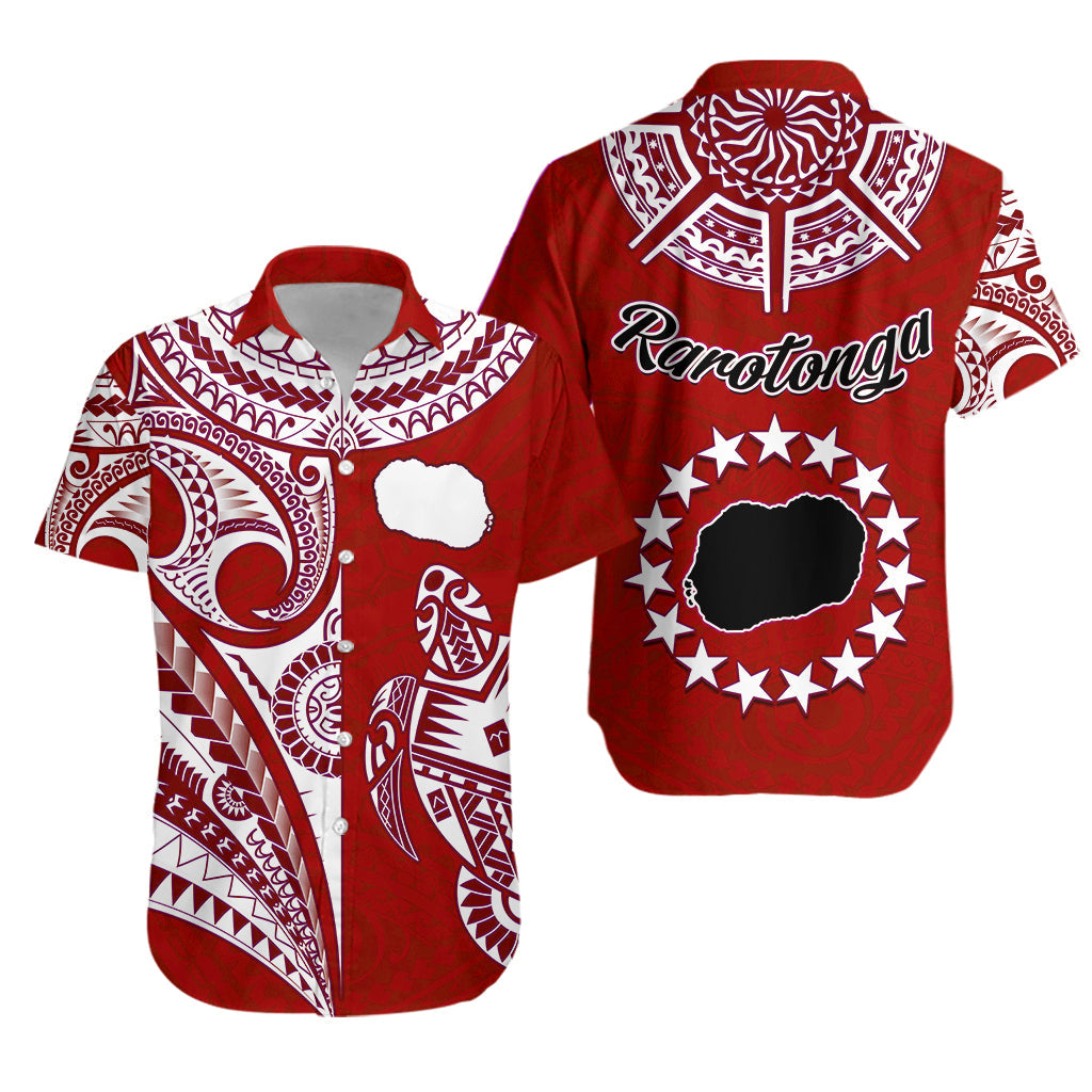Rarotonga Cook Islands Hawaiian Shirt Turtle and Map Style Red LT13 Unisex Red - Polynesian Pride
