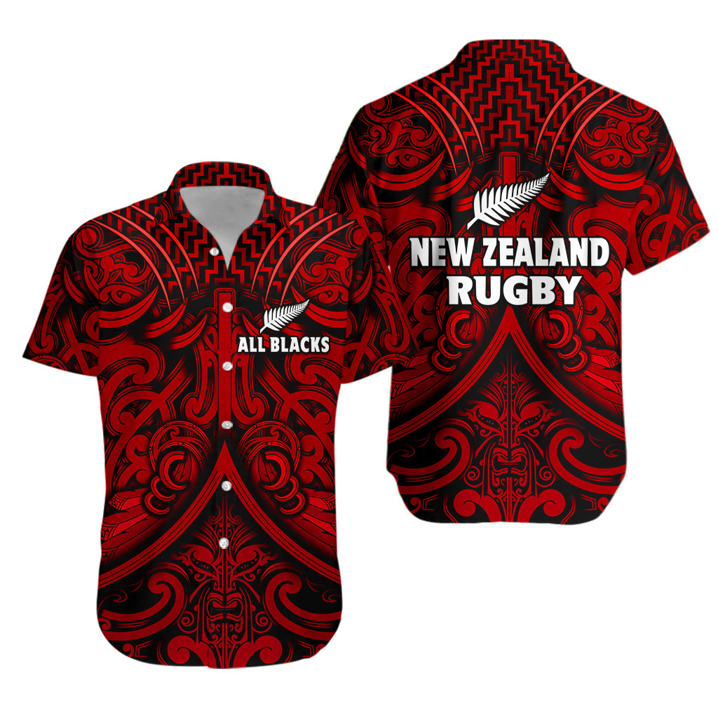 New Zealand Silver Fern Rugby Hawaiian Shirt All Black Red NZ Maori Pattern LT13 Unisex Red - Polynesian Pride