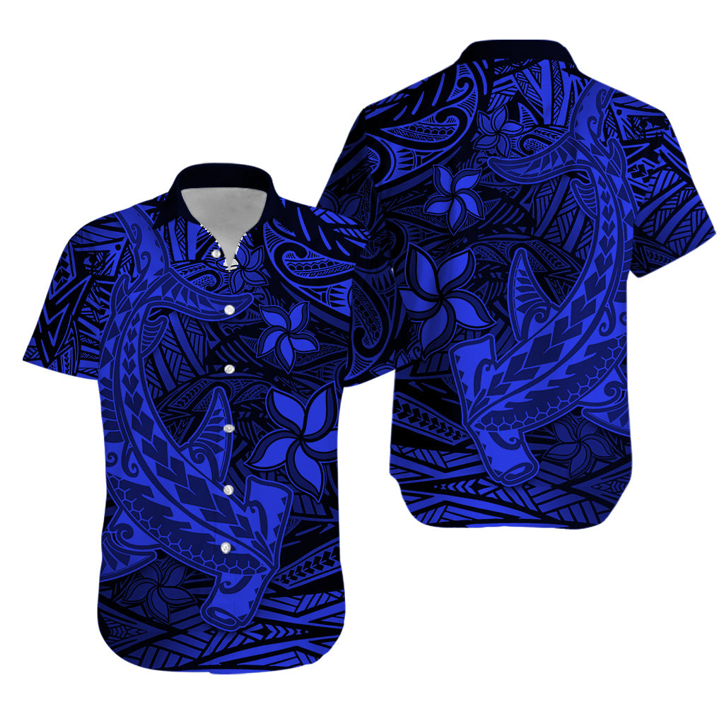 Polynesian Matching Dress and Hawaiian Shirt Blue Hawaiian Tribal Hammerhead Shark LT14 - Polynesian Pride
