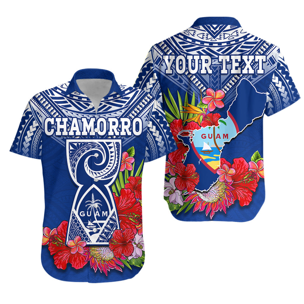 (Custom Personalised) Guam Chamorro Hawaiian Shirt Guaman Latte Stone Tropical Flowers Blue Version LT14 Unisex Blue - Polynesian Pride