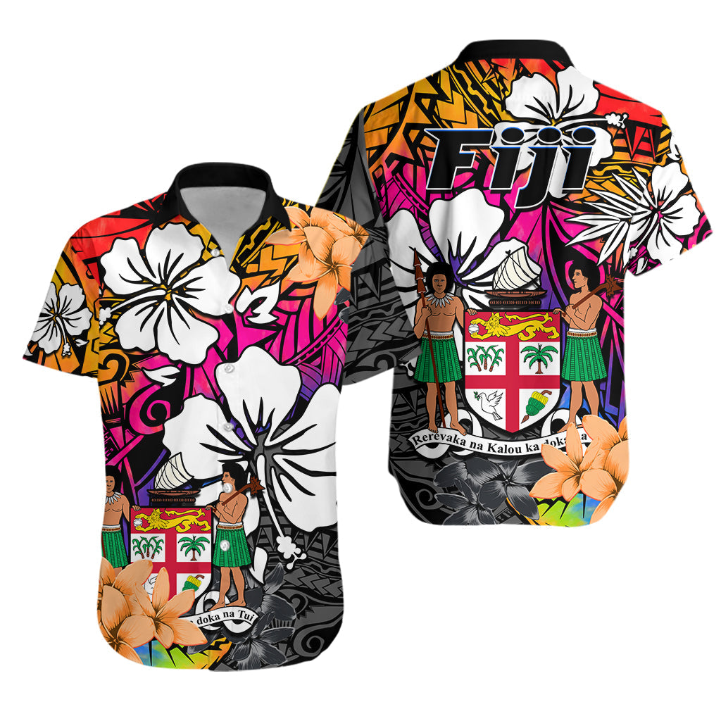 Fiji Tie Dye Hawaiian Shirt Polynesian Tribal Creative Tropical Flowers LT13 Unisex Red - Polynesian Pride