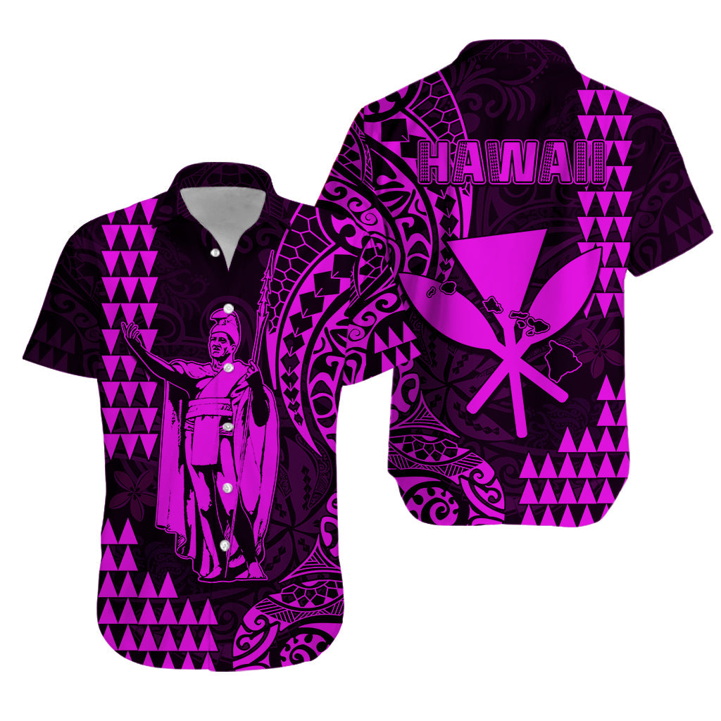 Hawaii Day Kakau Hawaiian Shirt Proud To Be Hawaiian Purple King Kamehameha and Kanaka Maoli LT13 Purple - Polynesian Pride